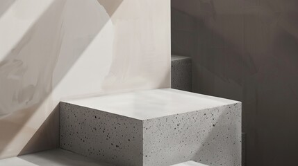Stone podium. Abstract background with minimalist style for product brand presentation. Mockup pedestal. Generated image