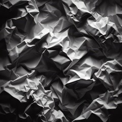 Monochrome image showing a textured surface of crumpled paper, perfect for backgrounds or abstract designs.. AI Generation