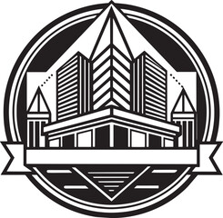 real estate building logo illustration black and white 
