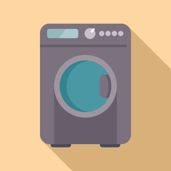 Flat design vector illustration of a stylish washing machine icon with a shadow, ideal for web and print