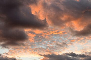 Stormy sunset sky to serve as a background in photography