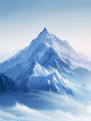 Simple background, single mountain peak under gradient sky abstract poster web page PPT background, digital technology background