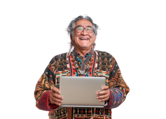 Native American Elder with Laptop