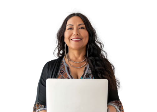 Native American Woman Using Technology
