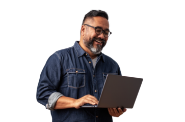 Native American Man Using Laptop