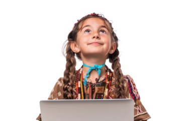 Young Native American Girl with Laptop
