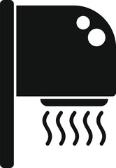 Minimalist black and white hair dryer icon illustration in vector graphic design, perfect for beauty, grooming, and hairstyling products and userfriendly utilities