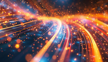 Fototapeta premium Abstract Background with Glowing Light Trails - Add a dynamic look with this abstract background featuring glowing light trails, perfect for creating a high-energy and futuristic style.