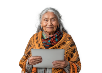 Elder Native American Woman with Laptop