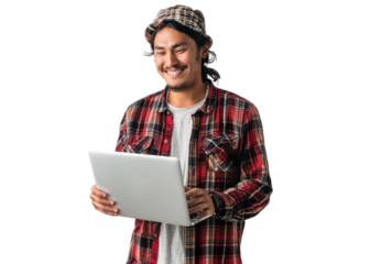 Young Native American Man with Laptop