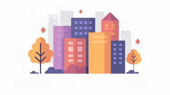 Flat digital corporate illustration of a total cost icon for construction project, pastel colors of apricot, magnolia, eggplant tones, minimalist design with plain white background