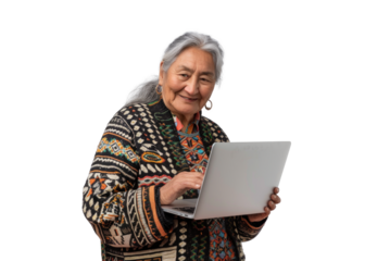 Native American Elder Using Laptop