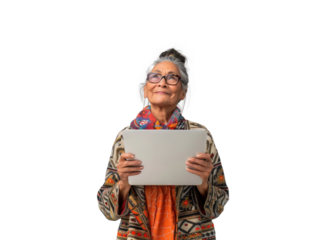 Senior Native American Woman with Tablet