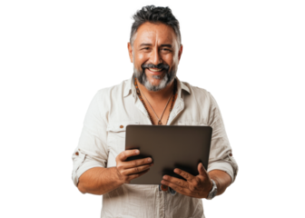 Native American Man with Tablet