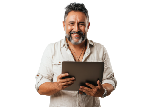 Native American Man with Tablet