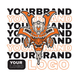 Samurai warrior mask. Traditional armor of japanese warrior. Vector illustration, shirt graphic. All elements; mask, helmet, colors are on the separate layers and editable.	