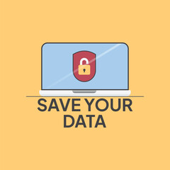 Protect your data in web, data protection, Vector illustration.for web banner, infographics, mobile website. Landing page template.protect your data from digital phishing and scam crimes. 