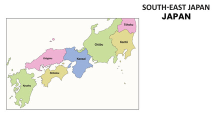 Southeast Map. State and district map of Southeast. Detailed colourful map of Southeast.