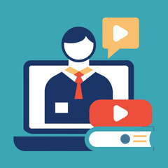 Online courses icon, business and online education, video tutorial vector icon vector