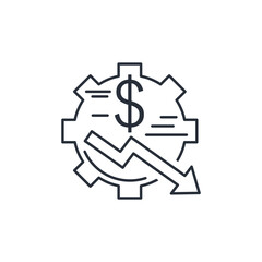 Mechanism, finance, demotion. Vector linear icon isolated on white background.