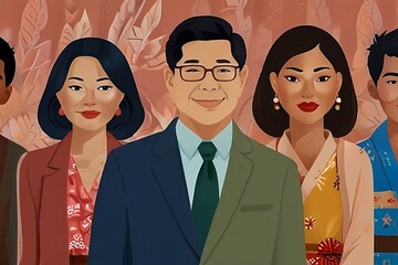 AAPI Heritage Month with a Breathtaking Horizontal Banner Showcasing Portraits of Asian American and Pacific Islander Women and Men