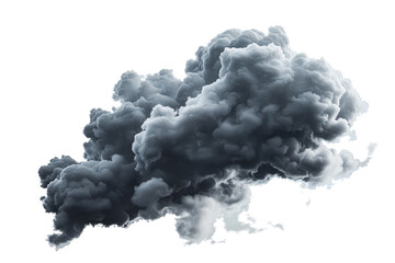 Dramatic dark smoke cloud isolated on transparent background. perfect for effects, weather, and environmental projects.