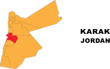 Karak Map in Jordan. Vector Map of Jordan. Regions map of Jordan.