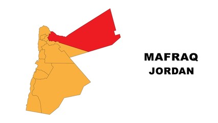 Mafraq Map in Jordan. Vector Map of Jordan. Regions map of Jordan.