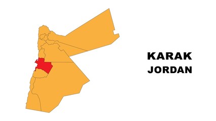 Karak Map in Jordan. Vector Map of Jordan. Regions map of Jordan.