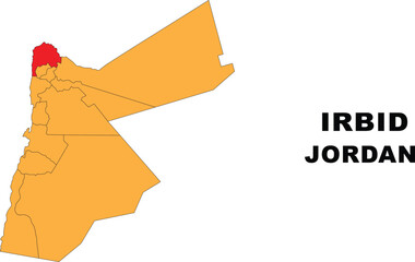 Irbid Map in Jordan. Vector Map of Jordan. Regions map of Jordan.