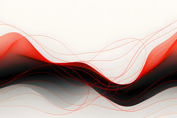 Elegant vector design featuring thin, wavy red and black lines that crisscross over a clean white background, forming a delicate  Generative Ai,