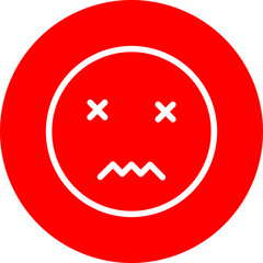 emoji sad Line White Circle Red Icon Design