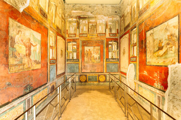 The House of the Vettii is a house located in the Roman town, Pompeii, which was preserved by the eruption of Vesuvius in 79 AD