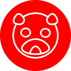 emoji Dog Line White Circle Red Icon Design