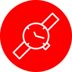 Stylish Watch Line White Circle Red Icon Design