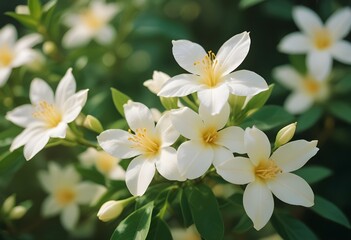 Obraz premium Jasmine flower closeup Realistic Light understand sun light significantly summer flower concept