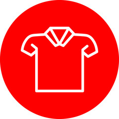 Casual Shirt Line White Circle Red Icon Design