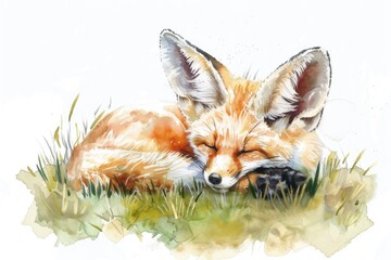 Fototapeta premium Peaceful image of a sleeping fox, ideal for nature themes