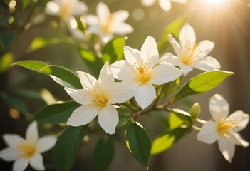 Obraz premium Jasmine flower closeup Realistic Light understand sun light significantly summer flower concept
