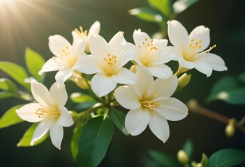 Obraz premium Jasmine flower closeup Realistic Light understand sun light significantly summer flower concept