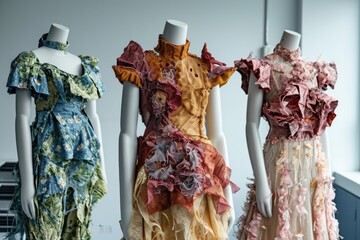 fashion line influenced by biotechnology, featuring living organisms or biofabricated materials