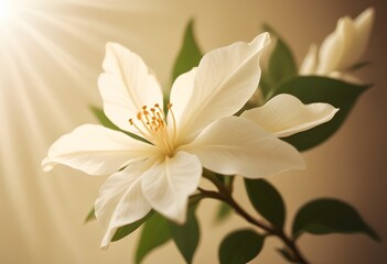 Fototapeta premium Jasmine flower closeup Realistic Light understand sun light significantly summer flower concept