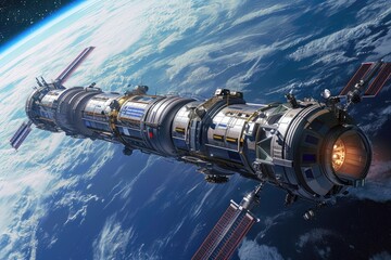 futuristic space station capable of supporting long-term human habitation