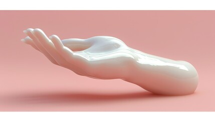 3D Hand made of liquid drops with Soft Background