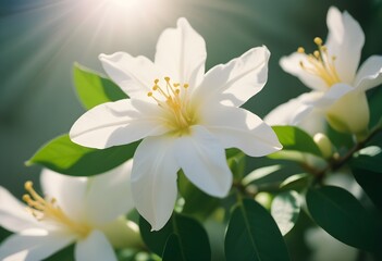 Obraz premium Jasmine flower closeup Realistic Light understand sun light significantly summer flower concept