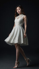 Naklejka premium Image of beautiful Korean woman in white dress 3