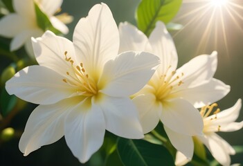 Fototapeta premium Jasmine flower closeup Realistic Light understand sun light significantly summer flower concept