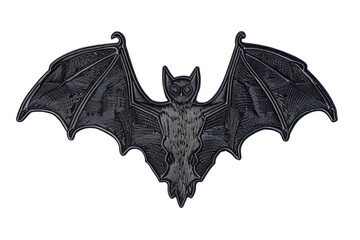 Vintage illustration of a bat with detailed wings and a haunting expression, perfect for Halloween or gothic-themed projects.