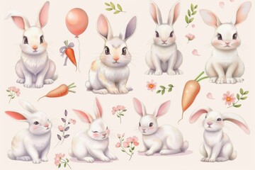 Obraz premium A group of rabbits sitting together. Perfect for animal lovers