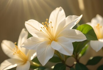 Obraz premium Jasmine flower closeup Realistic Light understand sun light significantly summer flower concept